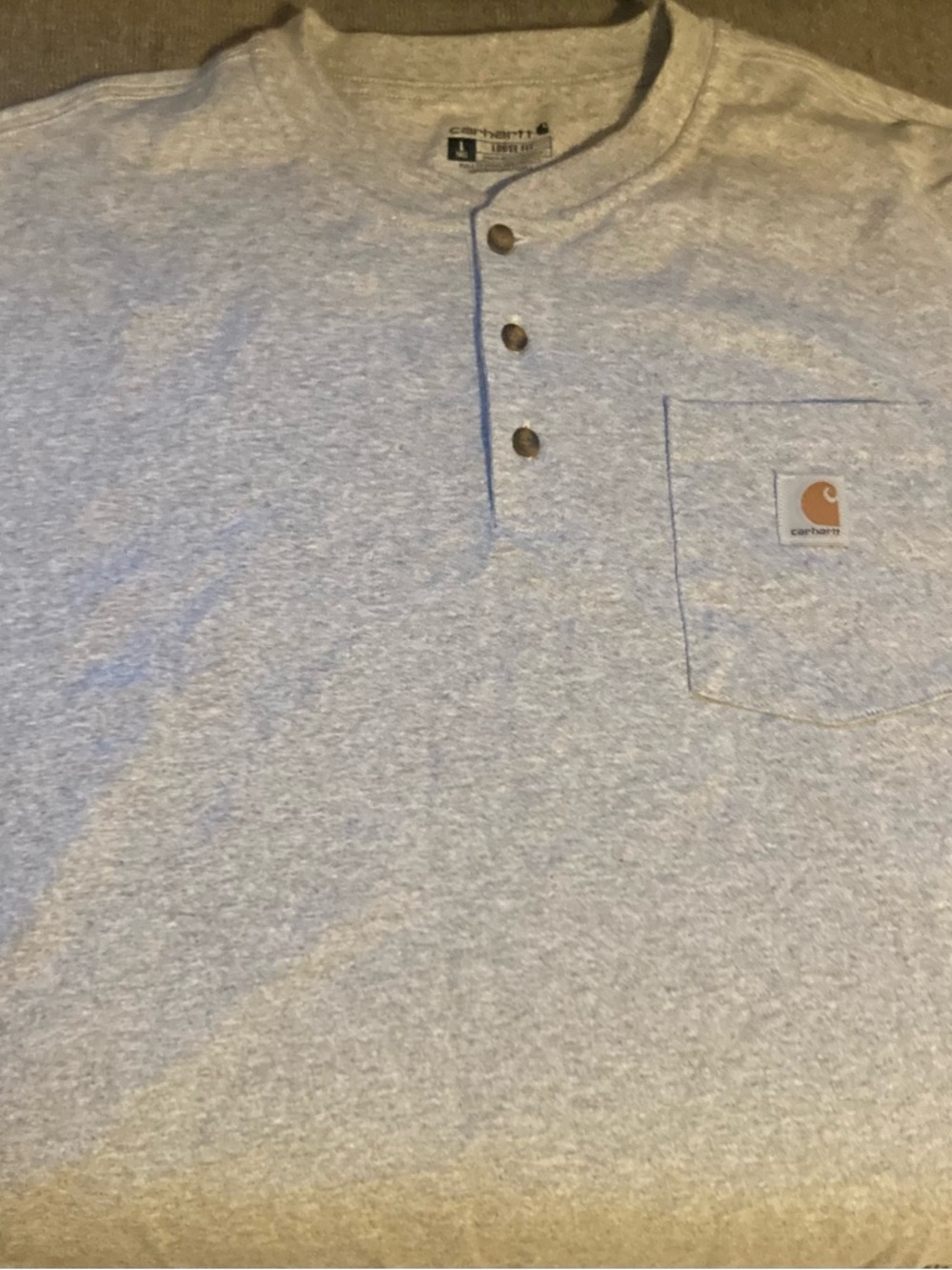 Carhartt Light Gray Short Sleeve Henley with Pocket